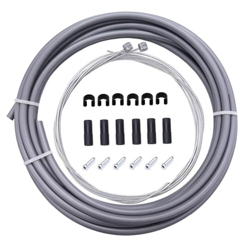 Bike Brake Cable and Housing Set - 1.8m Cables, 3m Housing, Gray