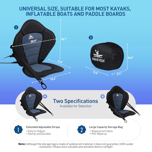 Islafeliz 1.97-Inch Thick Kayak Seat with High Back Support and Universal Fit