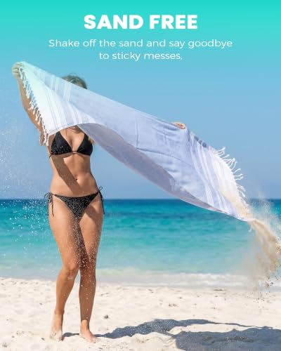 Antfuny Thicker Petrol Beach Towel 72x36 inch Quick-Dry Sand-Free Oversized Blue
