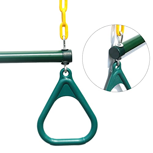 Trapeze Swing Bar with Rings & Heavy Duty Chains - Green