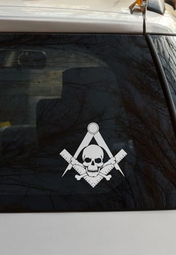Masonic Square & Compass Vinyl Decal - White