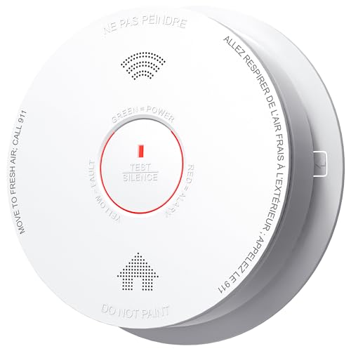 Jemay Smoke Alarm Detector, 10-Year Battery Fire Alarms Photoelectric Smoke Detectors with Voice Alert & Failure Warning, Easy Install Fire Detector for House, UL217-9th,1 Packs