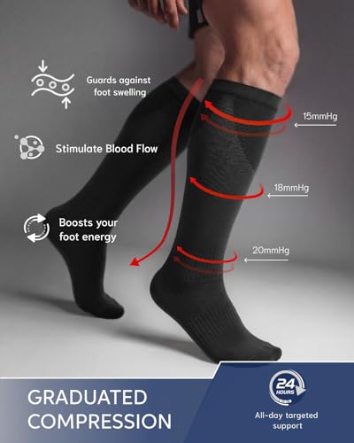 Bamboo Compression Socks 15-20 mmHg for Men Women - Support & Travel