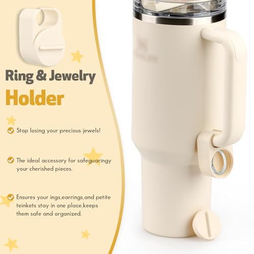 40oz Tumbler Accessory Set - Key Holder, Jewelry & Chapstick Holder - Cream