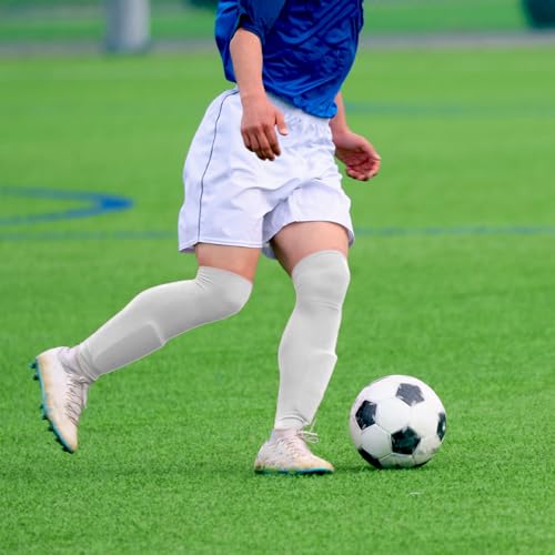 Over the Knee Baseball Socks - Extra Long Soccer Socks - White, X-Large