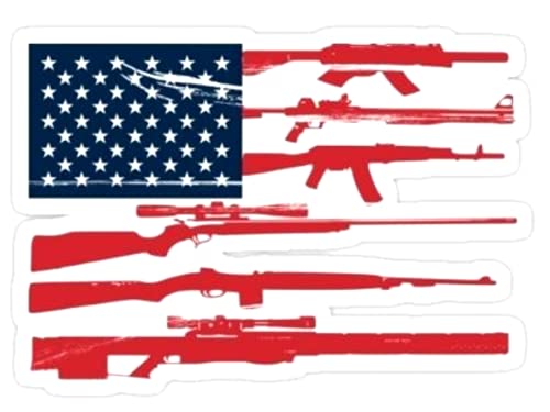 3-Pack American Flag Rifle Stickers - 4 Inch Vinyl Decals