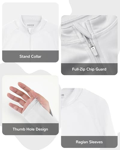 Boys Toddler Rash Guard Long Sleeve Zip Up - White, Large