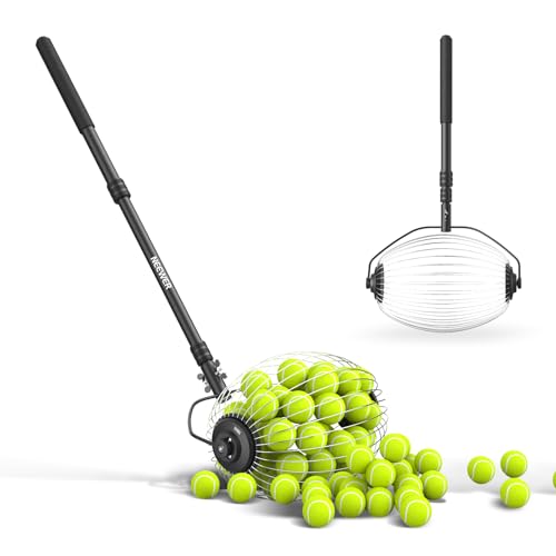 Tennis Ball Collector Roller - No Bending, Holds 40 Balls - Oval Shape