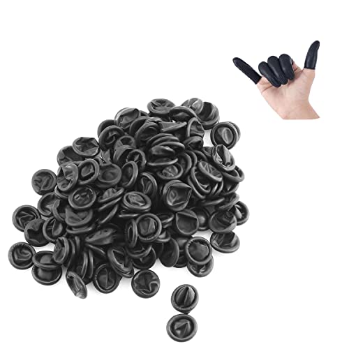 150pcs Disposable Latex Finger Cots - Black 65x25mm