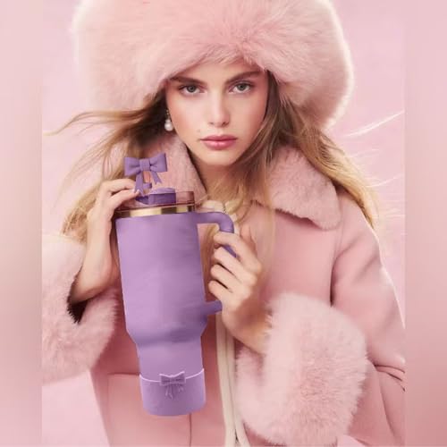 Bows Silicone Water Bottle Boot for Stanley Cup - Lilac