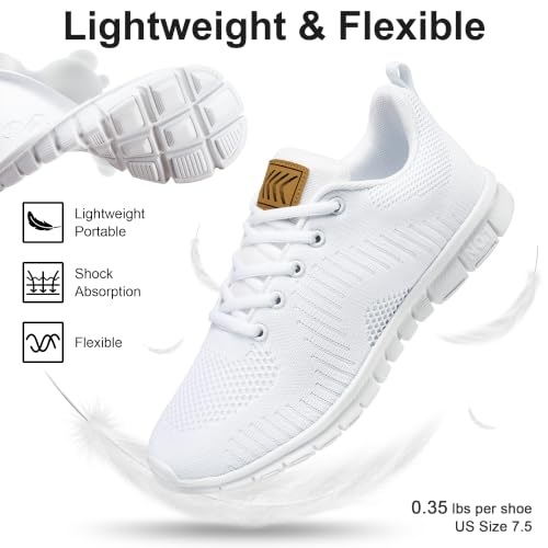 Alicegana Women’s Lightweight Non-Slip Sneakers White 8.5 – Travel, Tennis & Casual Shoes