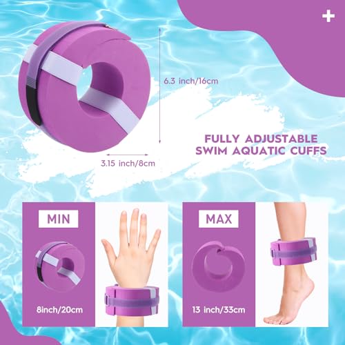 Foam Swim Aquatic Cuffs - 2 Pcs Water Aerobics Fitness Set - Purple
