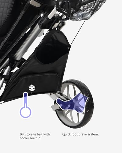 EZ-Fold 3-Wheel Golf Push Cart - Dark Grey