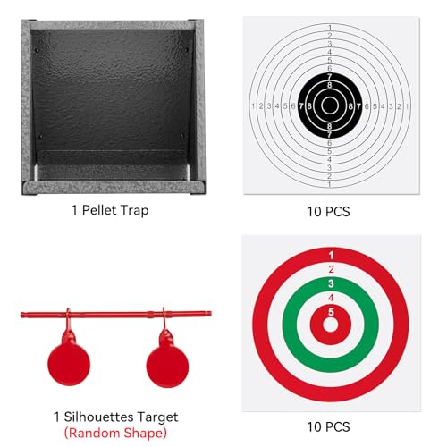 BB Gun Target Trap with Catch Box & 20 Paper Targets - Grey