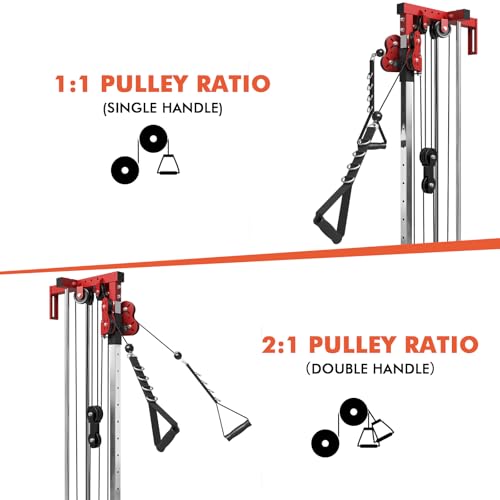 Cable Crossover Machine with Dual Pulley System - Red