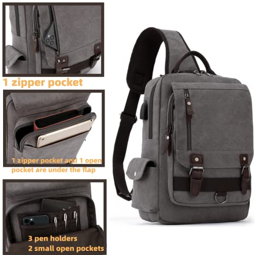 Leaper Retro Canvas Messenger Bag Black 3 XXL-Large Unisex Crossbody Bag