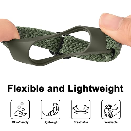 Nylon Bands for Xiaomi Mi Band 7/6/5/4/3 - 2 Pack Soft Braided Straps - Black & Green