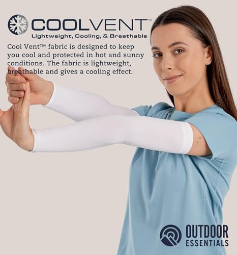 UV Sun Sleeves for Men & Women - 2 Pairs, White | Cooling Arm Sleeves UPF 50+