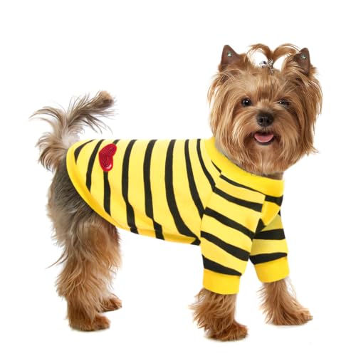 Striped Dog T-Shirt for Small Dogs - Yellow - Small