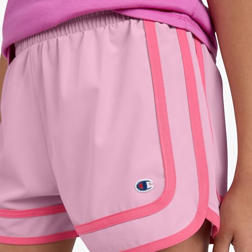 Champion Girls Heritage Foldover Mesh Running Basketball Short 2.75 Inch Inseam - Large, Black-Pink