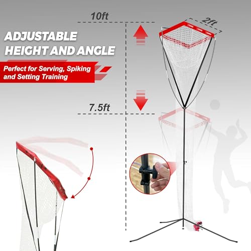 Volleyball Setter Spike Trainer - Adjustable Height, Red