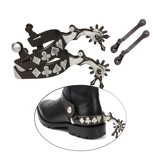 Suohanfei Low-Carbon Steel Horse Spurs Set with Adjustable Spur Straps for Equestrian Riding