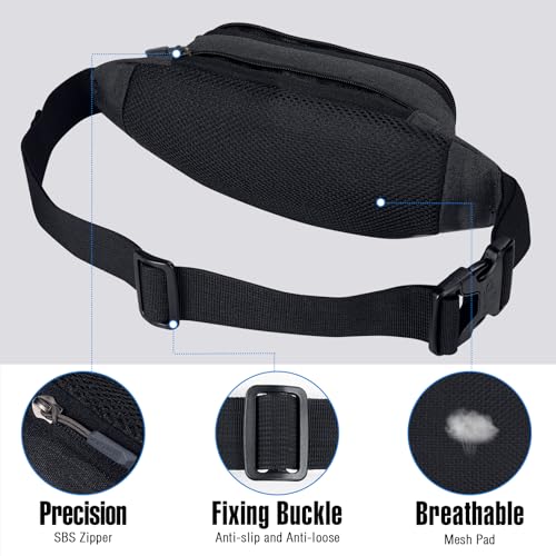 Lightweight Water-Resistant Fanny Pack - Black