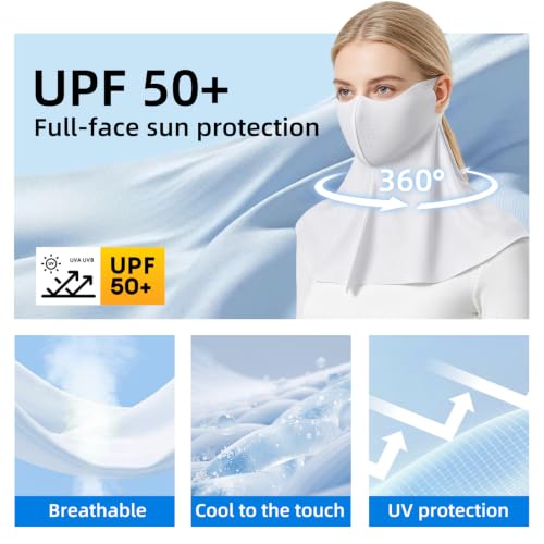 UPF 50+ Sun Protection Face Mask with Neck Coverage - Gray