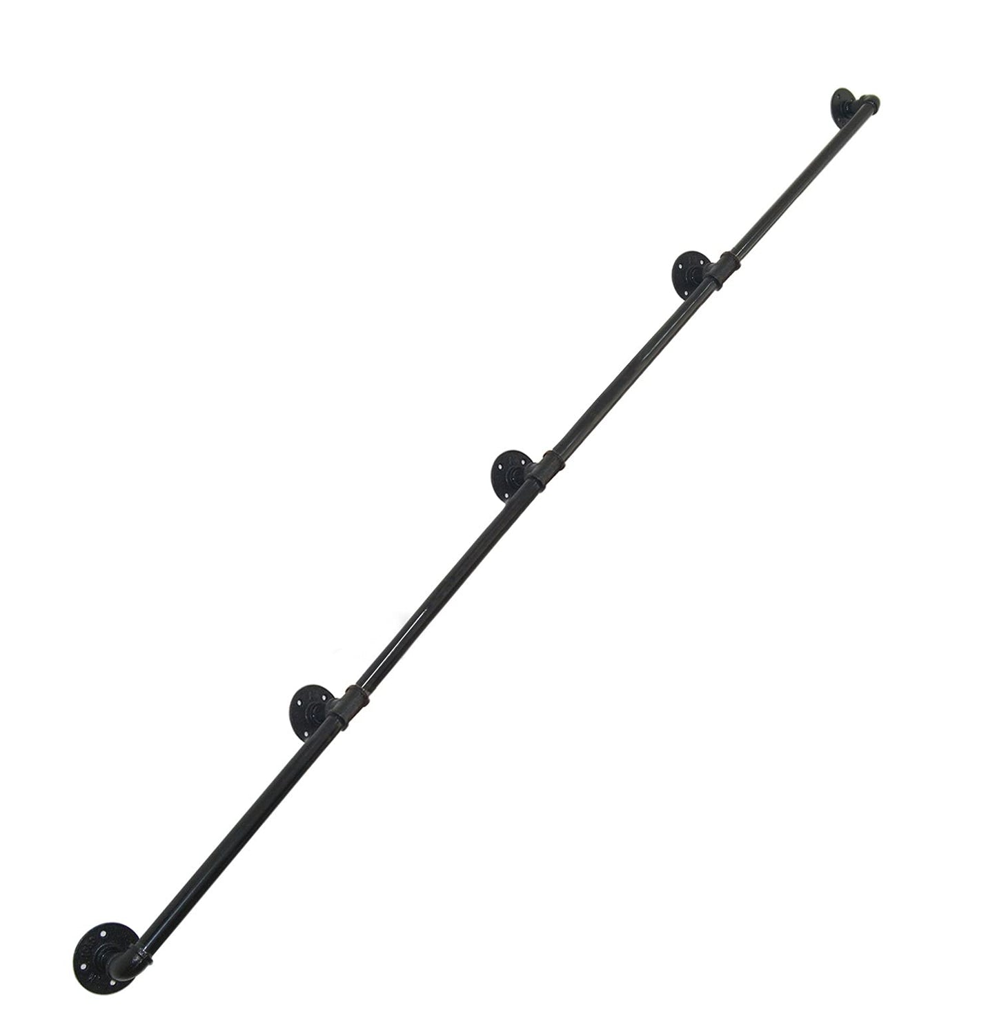 DIYHD 16FT Wall Mount Pipe Handrail for Stairs,Industrial Rustic Black Indoor Deck Hand Rail