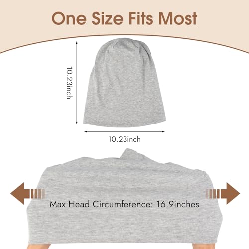 Cotton Slouchy Beanie for Men & Women - Large, Black + Light Off-white + Heather Grey + Navy Blue