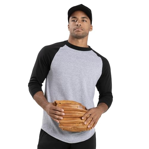Augusta Sportswear Baseball Jersey 2.0 XL Athletic Heather/Black, Soft Comfortable Raglan Sleeve
