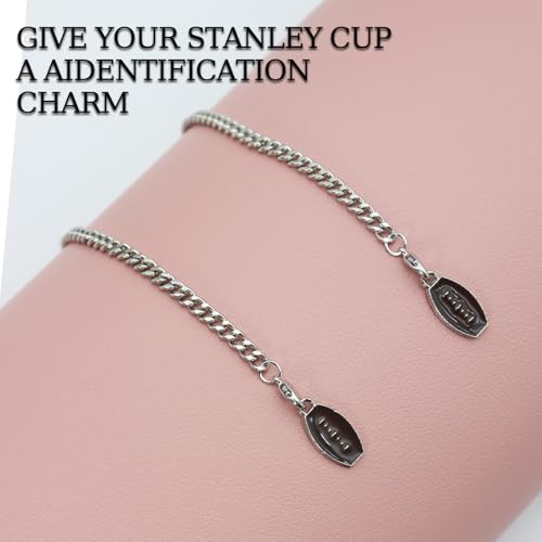 Rugby Ball Straw Covers & Charms for Stanley Cup - 4pcs Set