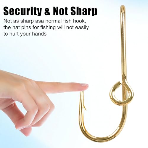 VATEICO Mix Color 10pcs Fishing Hook Hat Pins - Gold & Black Hat Decoration Clips