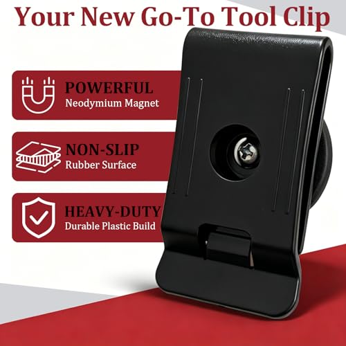 Magnetic Belt Clips for Tools, Heavy Duty Magnet Holders, 2-Pack
