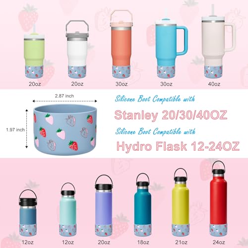 Silicone Protective Boot for 12oz 14oz 16oz Water Bottles - Strawberry