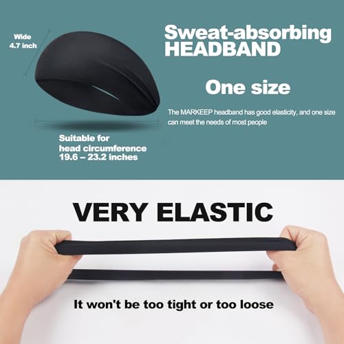 Men's Stretchy Sweat-Wicking Headband - 4 Pack Black