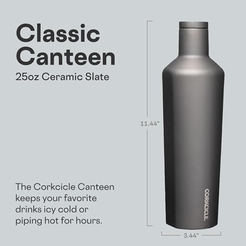 Corkcicle 25 oz Insulated Canteen Water Bottle, Ceramic Slate