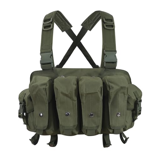 Adjustable Tactical Chest Rig for Airsoft with Mag Pouches - Gn