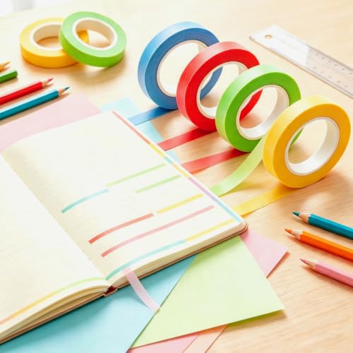 Colored Masking Tape Set - 8 Rolls for Kids' Crafts