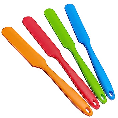 4-Piece Silicone Jar Spatula Set - Long Handle Kitchen Scraper for Baking