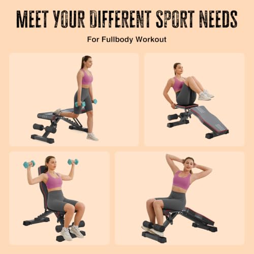 Multi-Function Weight Bench Set - Heavy Duty Adjustable Folding Bench - Black