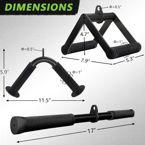Howffite Black Double D Cable Row Handle Set for Weight Training - 3 Piece