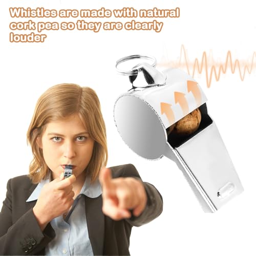 Stainless Steel Coaches Whistle with Lanyard - 2PCS