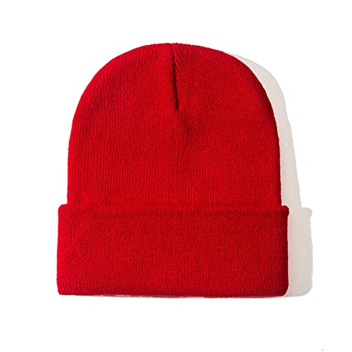 NPJY Unisex Red Knit Winter Beanie - 1 Pack, One Size, Soft & Warm Hat