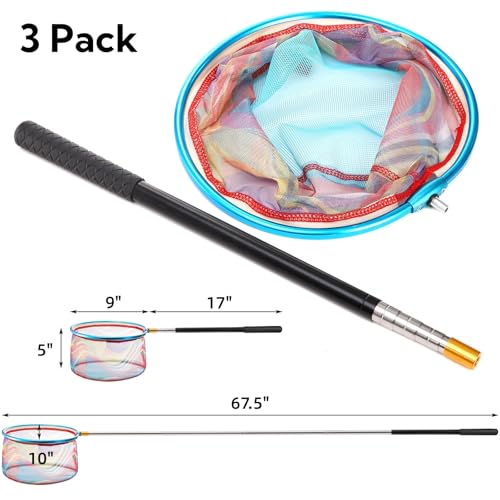 Kids Telescopic Fishing Net with Insect Catcher - Lightweight, Extendable from 26 to 67.5 Inches