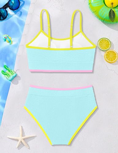 Girls Mint Green Two Piece Scoop Neck Bikini Set - 11-12 Years