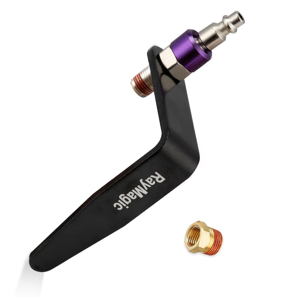 RayMagic Steel Pneumatic Tool Rafter Hook Hanger, Lightweight, Durable,Reusable Metal Organaizer Adjustable Easy Install Hooks with 1/4" Air Tool Swivel Fitting, for Air Nailer, 1-Piece, Purple