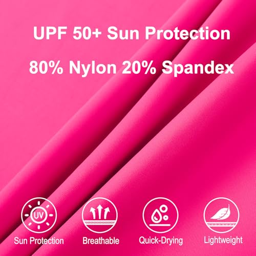 Neon Swim Shirt for Kids - Short Sleeve Rash Guard UPF 50+ - 7-8 Years / Hot Pink