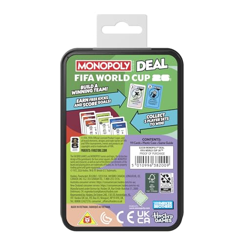 FIFA World Cup 2026 Monopoly Deal Card Game – 2-5 Players, Ages 8+