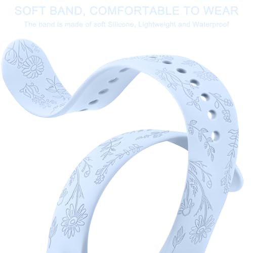 Silicone Floral Engraved Bands for Fitbit Versa - Soft Sport Wristbands